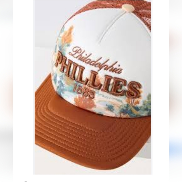 Anthropologie Mitchell & Ness PHILLIES MLB Landscape Trucker Hat NWT